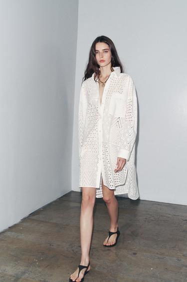 ZW COLLECTION DRESS WITH CUTWORK EMBROIDERY - White by Zara