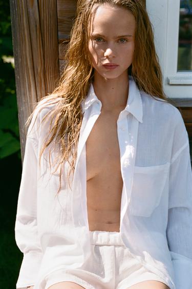 OVERSIZE GAUZE SHIRT - White by Zara