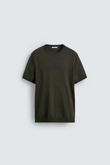VISCOSE BLEND KNIT T-SHIRT - Charcoal grey by Zara