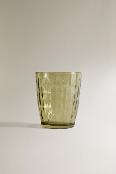 RAISED DESIGN GLASS TUMBLER - Green by Zara - Image 0