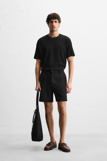 REGULAR FIT KNIT T-SHIRT - Black by Zara