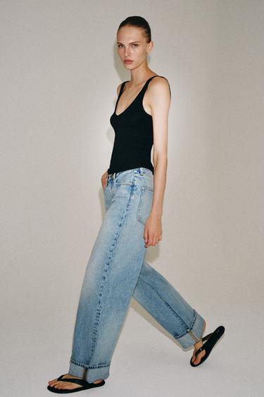 ZW COLLECTION MID-WAIST BAGGY JEANS - Light blue by Zara