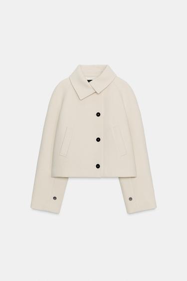 ZW COLLECTION SHORT WOOL COAT - Ecru by Zara