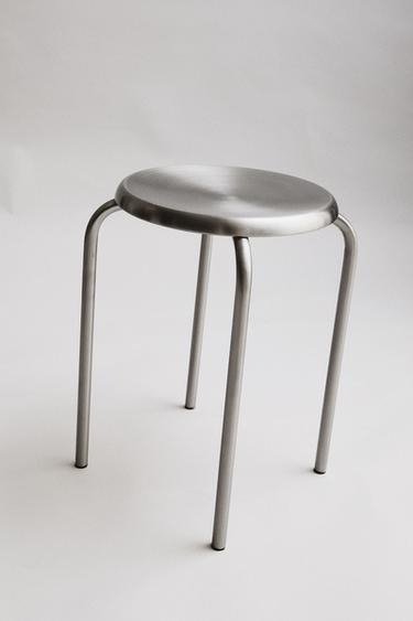 STAINLESS STEEL STOOL - Matte silver by Zara