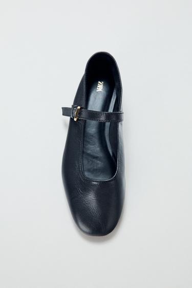 LEATHER BALLET FLATS 50TH ANNIVERSARY - Black by Zara