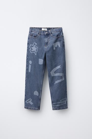 PRINTED SKATER JEANS - Blue by Zara - Image 0