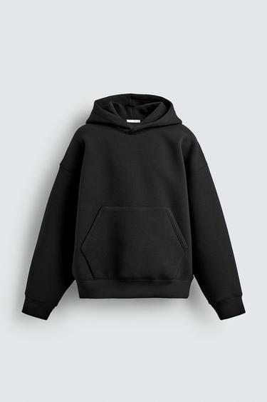 NEOPRENE-EFFECT SWEATSHIRT WITH EMBOSSED TEXT - Black by Zara