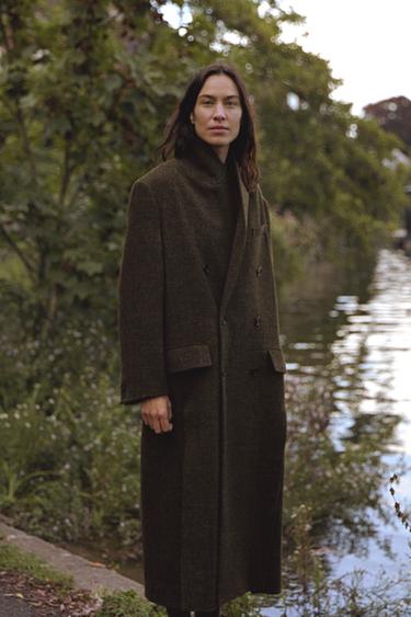 WOOL BLEND COAT WITH VENTS ZW COLLECTION - Brown marl by Zara