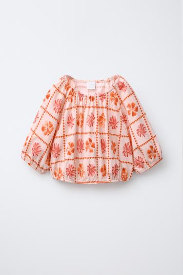 PRINTED CROPPED T-SHIRT - Coral by Zara - Image 0