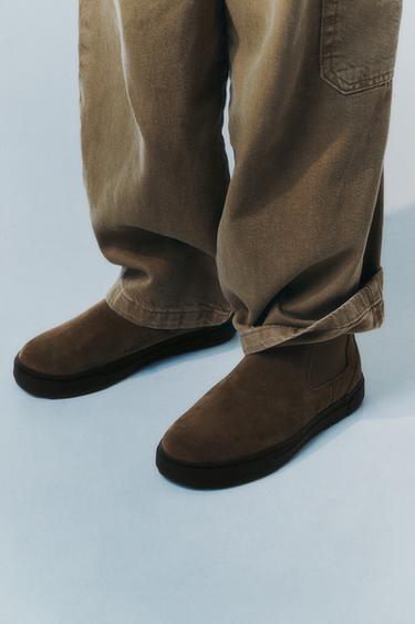 SPLIT SUEDE CHELSEA ANKLE BOOTS - Brown by Zara