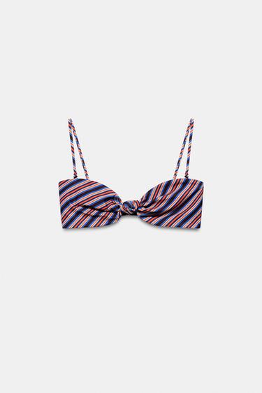 STRIPED KNOT BIKINI TOP - Blue by Zara