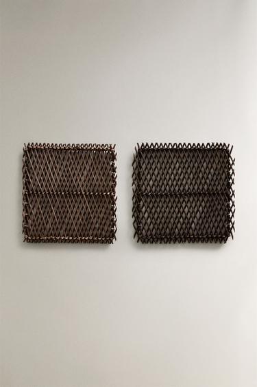 METAL AND RATTAN FIBRE TRIVET - Dark brown by Zara - Image 0