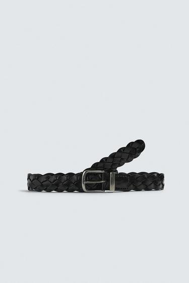 BRAIDED LEATHER BELT - Black by Zara