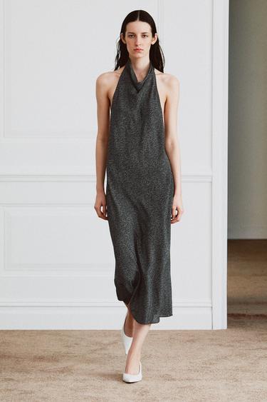 ZW COLLECTION HALTER DOT DRESS - Black / Ecru by Zara