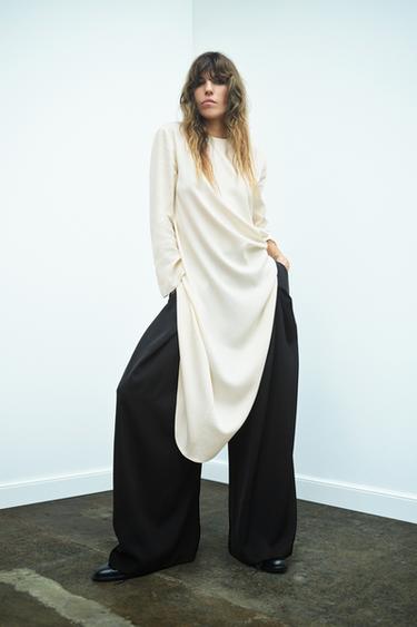 ZW COLLECTION PLEATED TROUSERS - Black by Zara