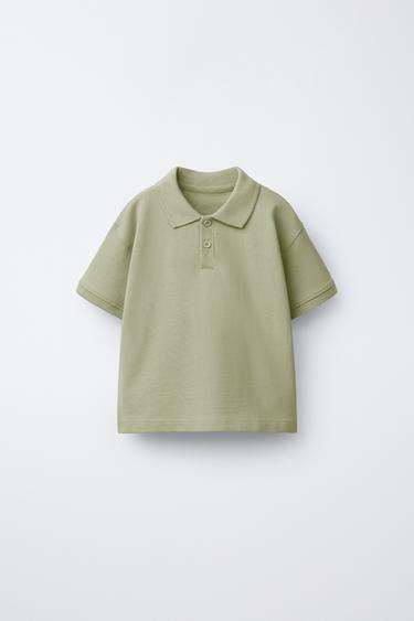 PLAIN PIQUÉ POLO SHIRT - Light khaki by Zara