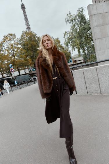 MIDI SHIRT DRESS WITH BELT - Chocolate by Zara