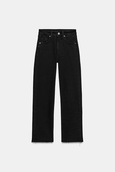 TRF HIGH-WAIST CROPPED FLARE JEANS - Black by Zara