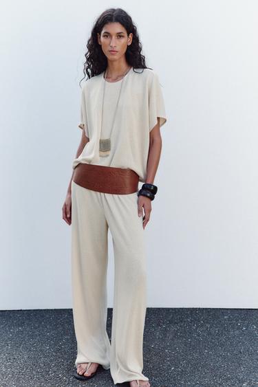 RUSTIC STRAIGHT-LEG TROUSERS - Light beige by Zara - Image 0