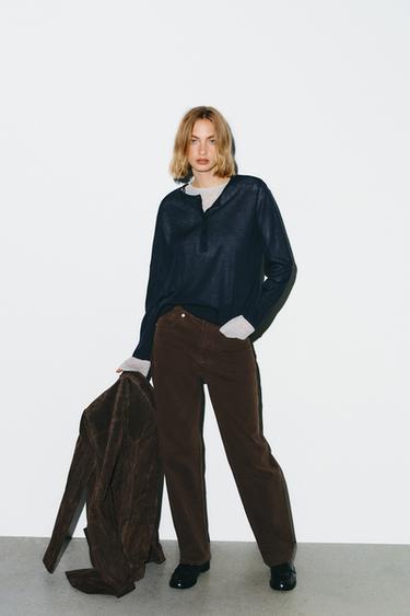 TRF BAGGY MID-WAIST JEANS - Brown by Zara