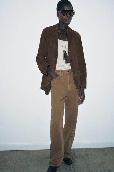 100% SUEDE LEATHER BLAZER ZW COLLECTION LIMITED EDITION - Brown by Zara