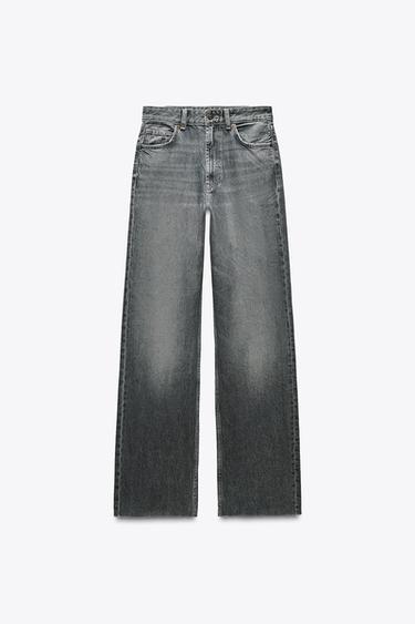 TRF WIDE-LEG HIGH-WAIST JEANS - Grey by Zara