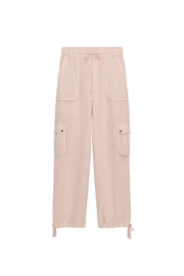 FADED-EFFECT CARGO TROUSERS - Pale pink by Zara
