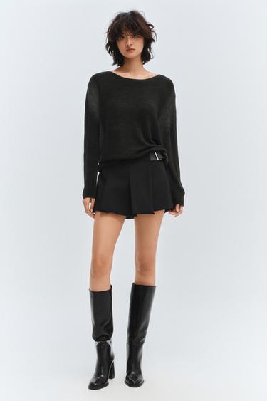 PLEATED SKORT WITH BELT - Black by Zara