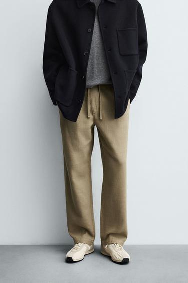 TEXTURED RELAXED FIT TROUSERS - camel by Zara