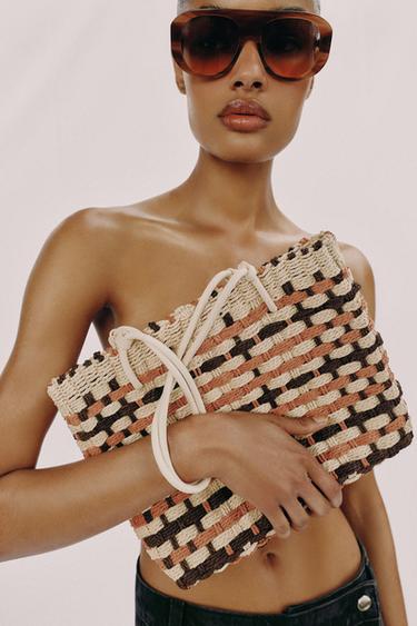 BRAIDED-EFFECT MINI TOTE BAG - Brown by Zara
