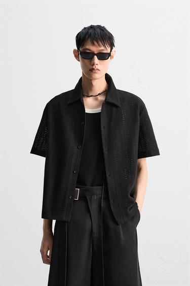 GEOMETRIC JACQUARD SHIRT - Black by Zara