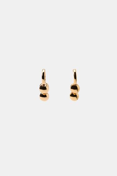 HOOP EARRINGS WITH BALLS - Golden by Zara