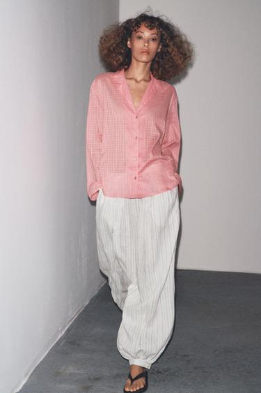 ZW COLLECTION CHECK PYJAMA SHIRT - Pink by Zara