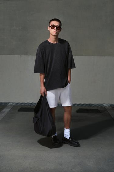 WASHED TECHNICAL T-SHIRT - Dark grey by Zara