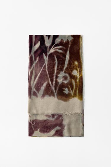 FLORAL PRINT SCARF - Ecru by Zara