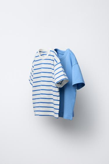 TWO-PACK STRIPED AND PLAIN T-SHIRTS - Blue by Zara - Image 0