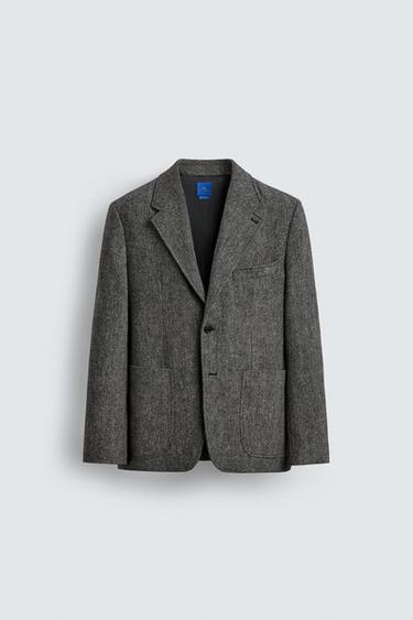 100% WOOL TEXTURED BLAZER AARON LEVINE X ZARA - Grey by Zara