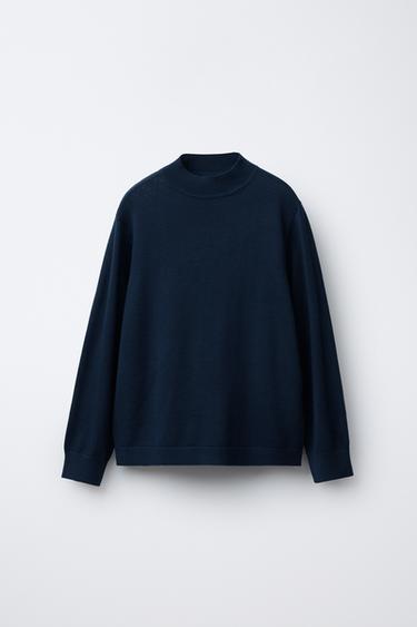 FINE KNIT HIGH NECK SWEATER - navy by Zara