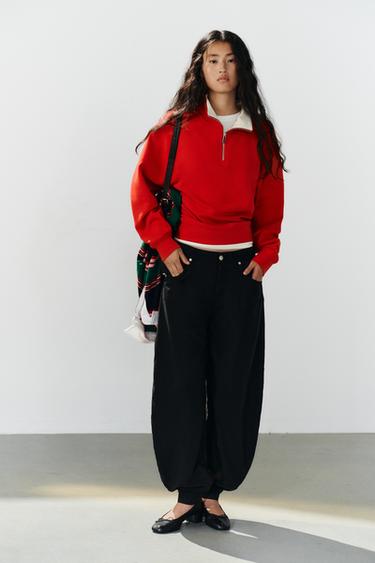 FLOWING BALLOON TROUSERS WITH CUFFS - Black by Zara