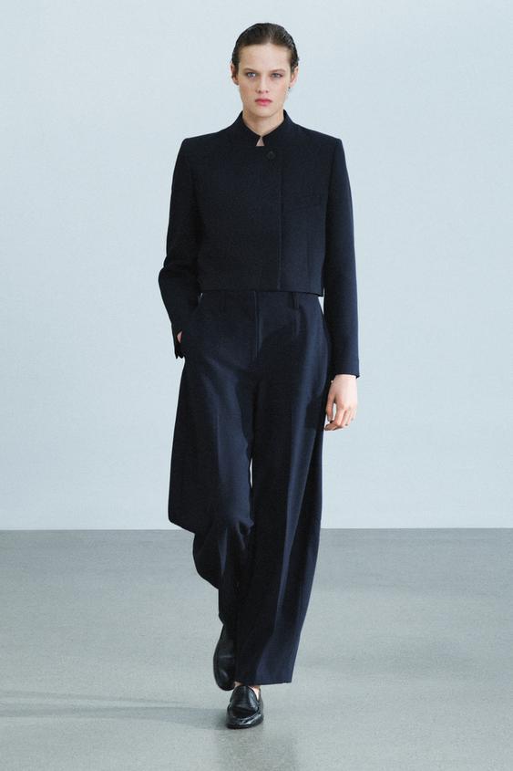 ZW COLLECTION CROPPED BLAZER - Navy blue by Zara - Image 0