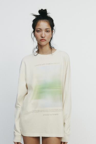 LANDSCAPE TEXT T-SHIRT - Light grey by Zara