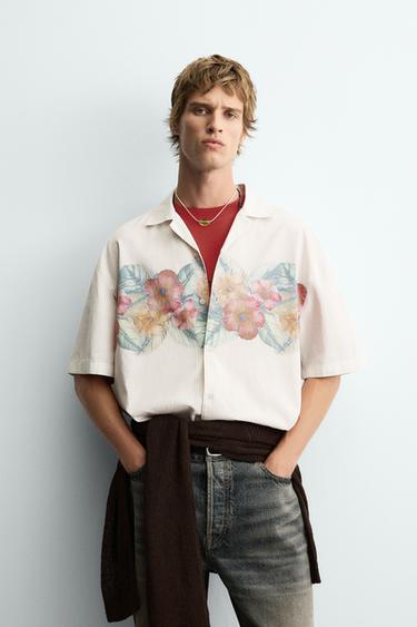 FLORAL PRINT SHIRT - Grey by Zara