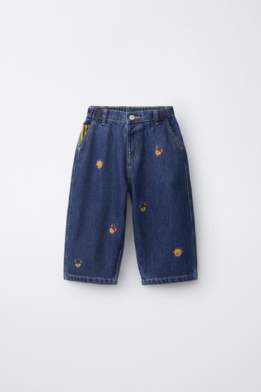 EMBROIDERED BEAR BALLOON JEANS - Indigo by Zara