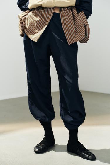 NYLON TROUSERS WITH SIDE TAPING - Navy blue by Zara