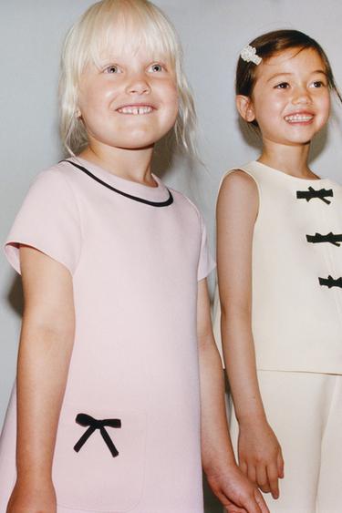 CONTRAST PIPING AND BOW DRESS - Pastel pink by Zara