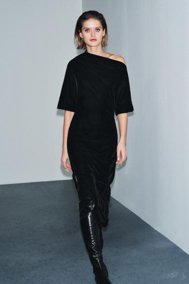 ZW COLLECTION VELVET DRESS - Black by Zara
