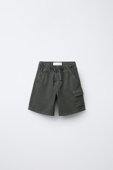 STRAIGHT FLOWING CARGO BERMUDA SHORTS - Dark khaki by Zara