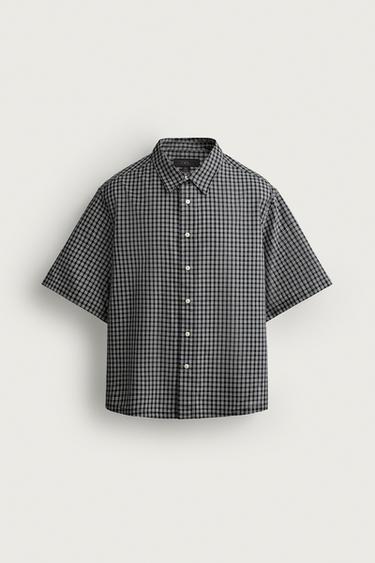 RELAXED FIT CHECK JACQUARD SHIRT - Blue by Zara