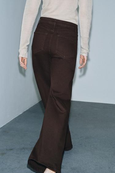 ZW COLLECTION HIGH-WAIST WIDE-LEG JEANS - Brown by Zara