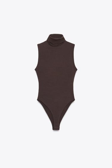 BASIC HIGH NECK BODYSUIT - Brown by Zara
